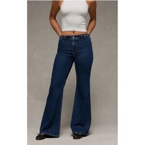 American Eagle High Rise Flare Jeans 000 Short Stretch 26x28 Dark Indigo NWT